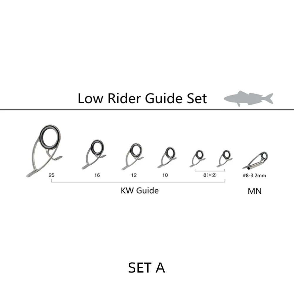 NooNRoo KW Series Low Rider Guide Set Saltwater Casting & Boat Guides one set (7pcs)