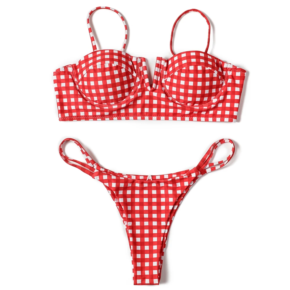 ZTVitality Plaid Underwire Sexy Bikini 2022 New Padded Push Up Swimsuit Beach Wear Swimwear Women Bathing Suit Brazilian Biquini