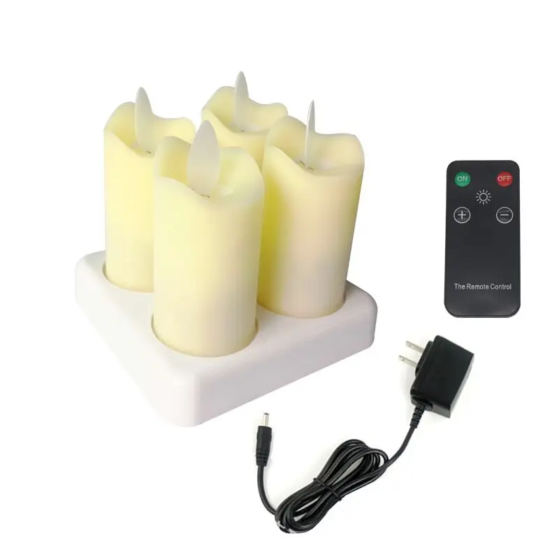 Set von 4 Wiederaufladbare Remote gesteuert Tanzen Flamme LED teelicht Schwingen Votiv Kerze Lampe Weihnachten Hochzeit Bar Decor-Warme weiß