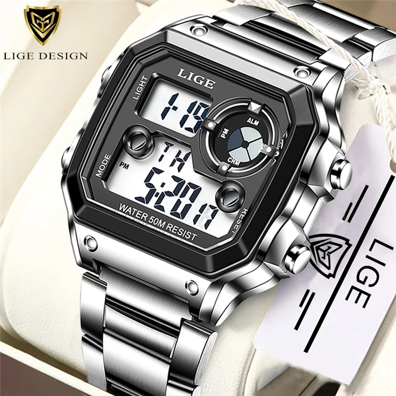 

LIGE Brand Men Watch Military Outdoor Sports Digital Man Watch Casual Fashion Waterproof Electronic Wristwatch Male Reloj Hombre