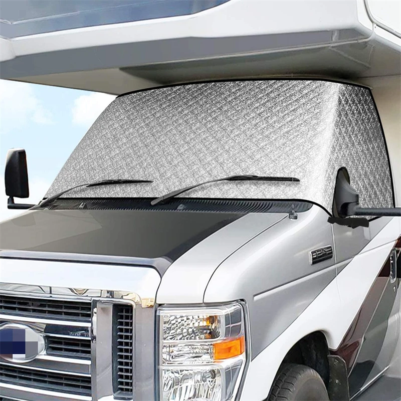 

RV Windshield Window Snow Cover 4 Layers With Mirror Cutouts Windshield Snow Cover Front Window Sunshade Lid Caravan Accessories