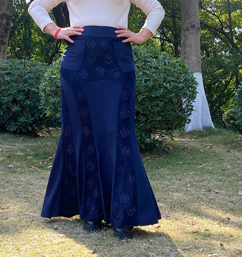 Women\'s Elegant Long Skirts  Flower Net Stitching Party Ladies Dresses Luxury Fashion Bottoms Plus Size Skirt African Clothing