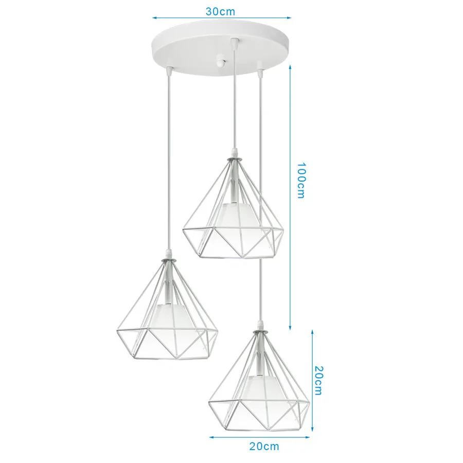 Imagem -06 - Round 3-heads Led Luz Pingente de Jantar Moderna E27 Abajur para Barra de Café Luzes Penduradas Nordic Ferro Diamante Pendente Lâmpada