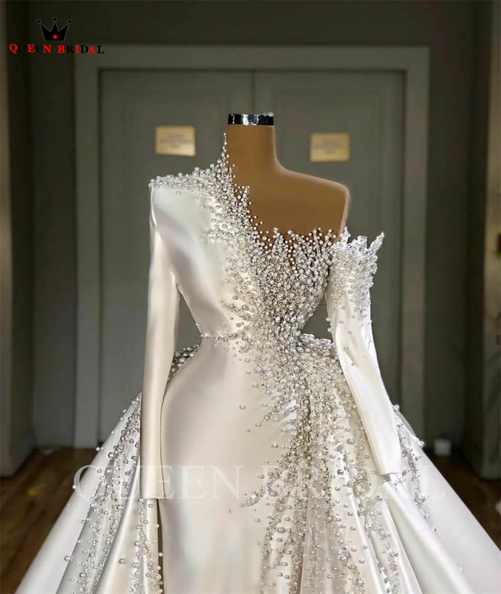 豪華なサテンのウェディングドレス 取り外し可能なスカート付き クリスタル ビーズ ダイヤモンド ロング フォーマル ブライダル ガウン カスタム メイド JT03