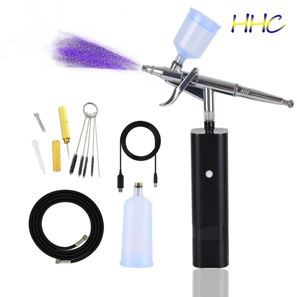 HHC Set di aerografi Wireless di tipo Tirgger aggiornato compressore ad alta pressione pistola a spruzzo a doppia azione arresto di avvio automatico per trucco artistico