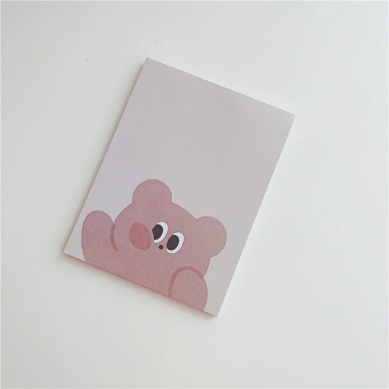 Korean Ins Cute Brown Bear Memo Pad Student Cartoon Mini Notepad Message Paper Weekly To Do List Kawaii Stationery 50 Sheets