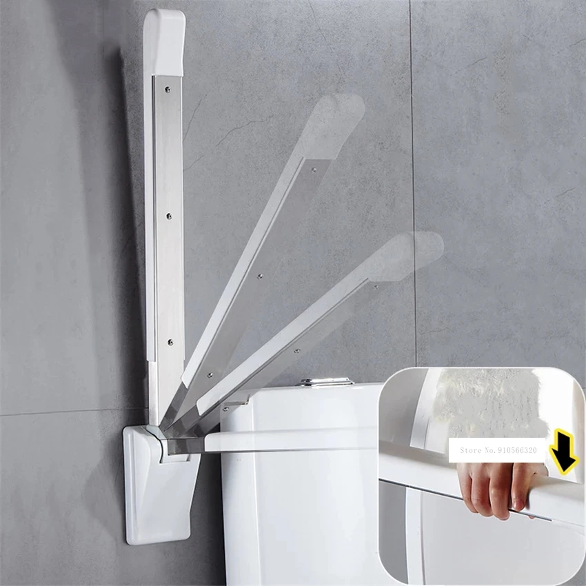 Barrera de seguridad de tubo de acero al carbono para baño, barra de agarre libre, antideslizante, plegable, para ancianos, embarazadas, discapacitados, 8925