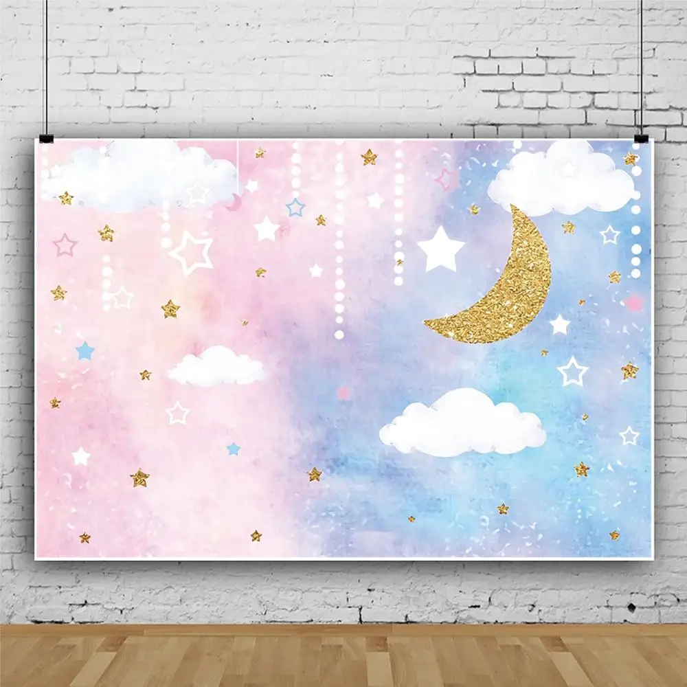 Yeele 블루 핑크 꿈꾸는 하늘 구름 스타 배경 사진 Newbron 베이비 샤워 생일 Photophone 배경 사진 스튜디오