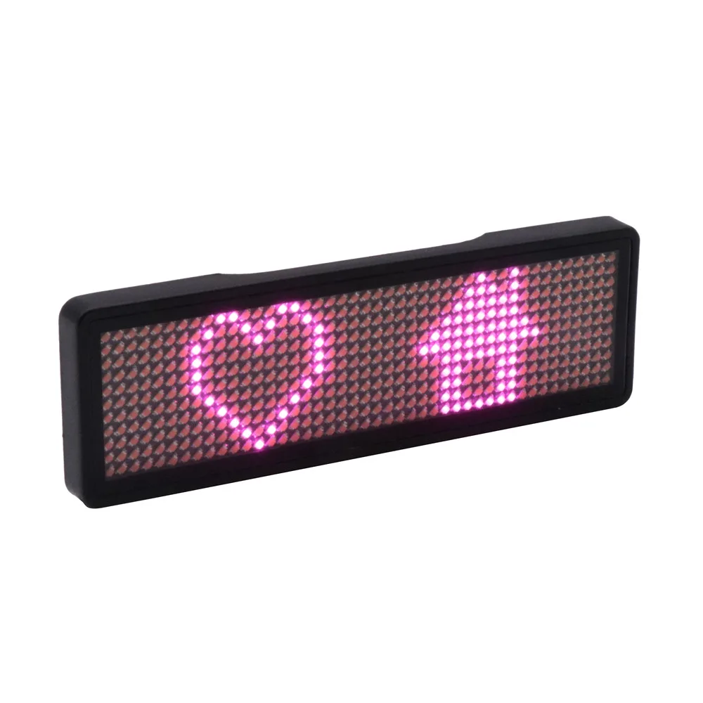 Multi-langauge programmable LED name badge rechargeable mini LED display USB LED name tag sign backpack LED sign text digit sign