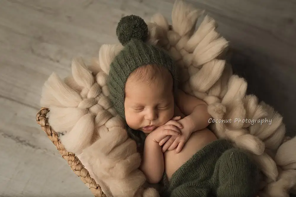 Coconut Newborn Photography Props Baby Photo Shoot Filler Flokati Fotografia Photoshoot Accessories 45*45cm CottonFiberBlanket
