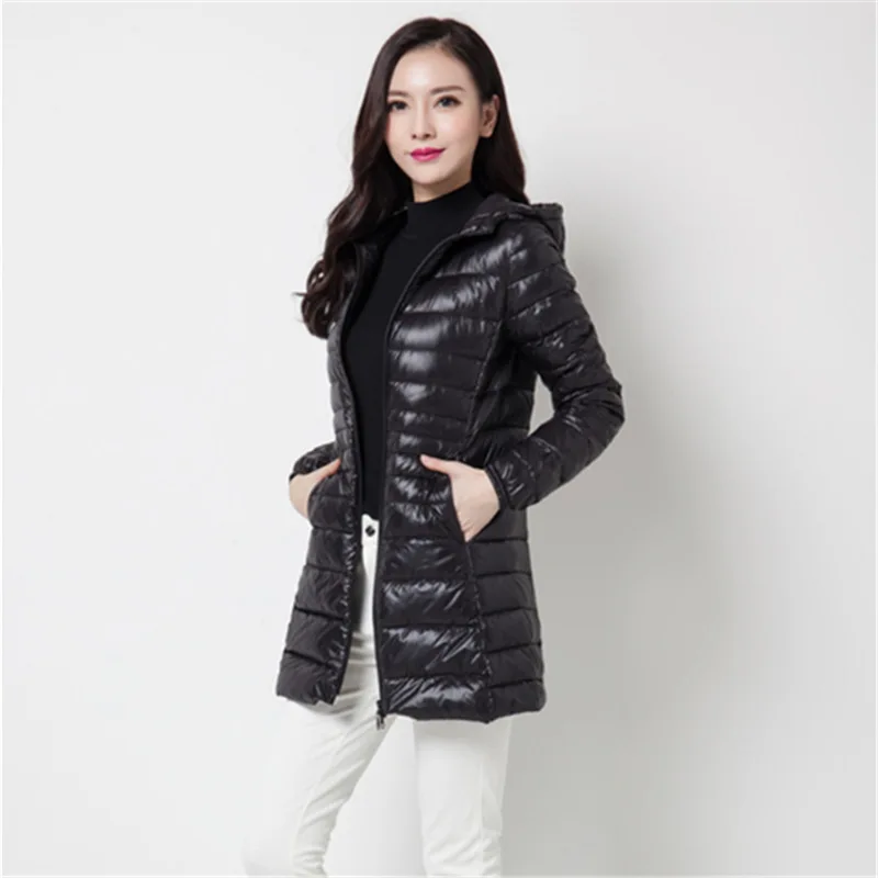 0-10 ℃   ผู้หญิงเป็ดลงเสื้อแจ็คเก็ต WARM Feather Quilted Coat Hooded ULTRA LIGHT Jacket Parkas PUFFY ฤดูหนาวลงเสื้อแจ็คเก็ตสําหรับสตรี