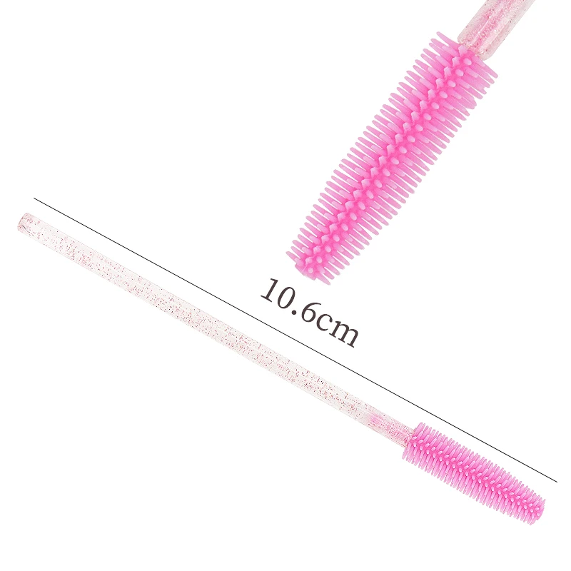 Brosse de maquillage en cristal, poignée en diamant, brosses à sourcils en Gel de Silicone, peigne à cils, Mascara, outils d'extension de cils, 50 pièces