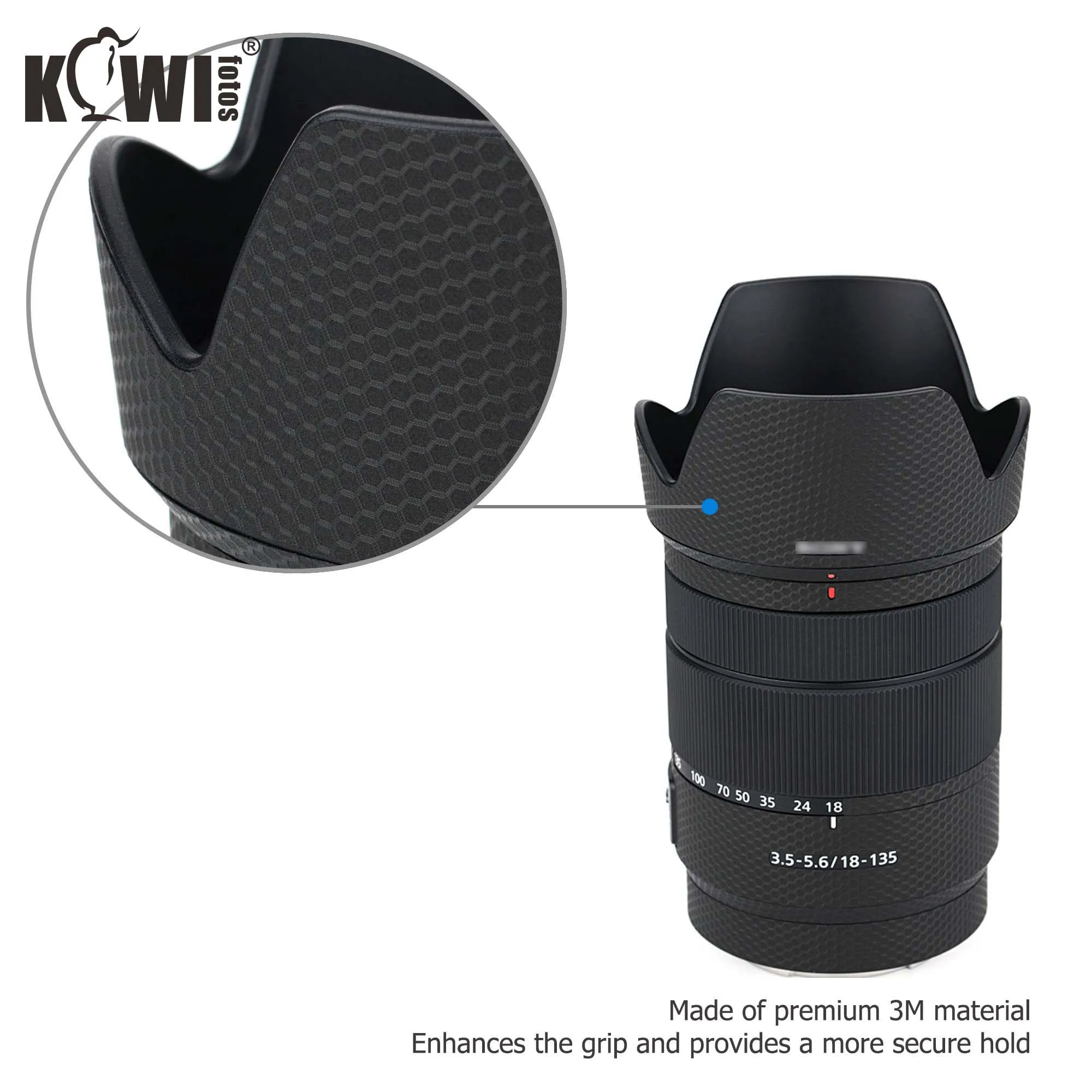 عدسة و عدسة غطاء هود ملصق جلد واقي فيلم لسوني E 18-135 مللي متر f/3.5-5.6 OSS عدسة (SEL18135) مكافحة الشريحة مصفوفة الأسود