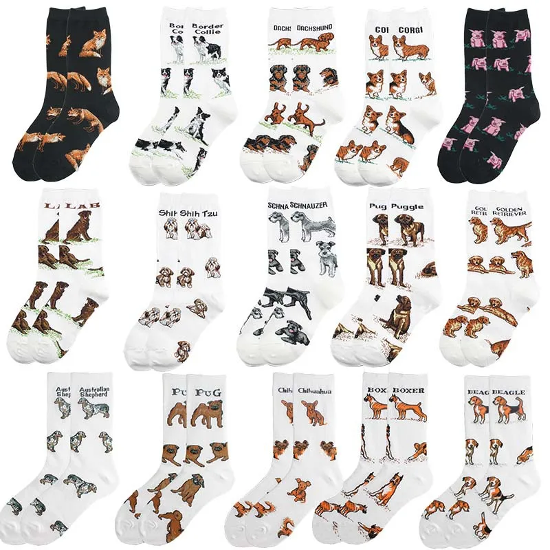 Dstresssunshine Crew Fashion Funny Chaussettes, Border Collie, Schnauzer Lab, Scottie, BelaurBoxer, PDPBulldog, Sheltie, Golden DreliRetriever