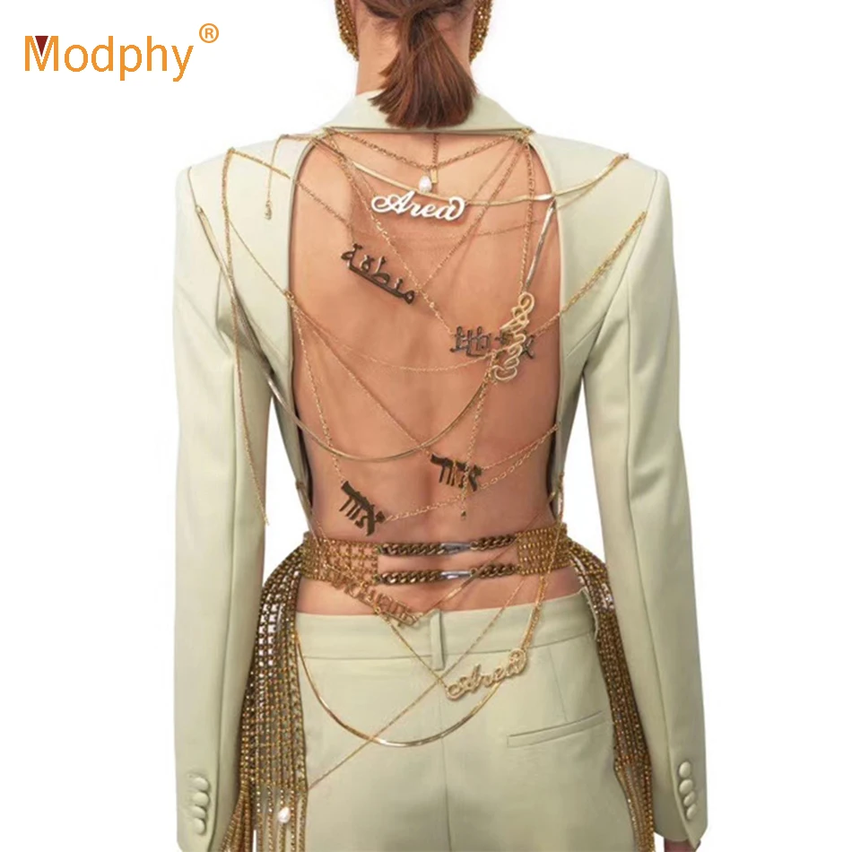 Heavy Industry Custom Gold Chain Backless Blazer Coat Women Sexy Single Button Slim Party Coat Female 2020 Fashion New Tide