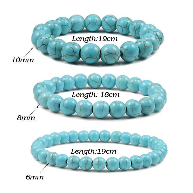 Classic 6/8/10mm Natural Stone Beads Bracelet Blue Beaded Strand Bracelets Charm Women Yoga Paryer Jewelry Homme Pulseras