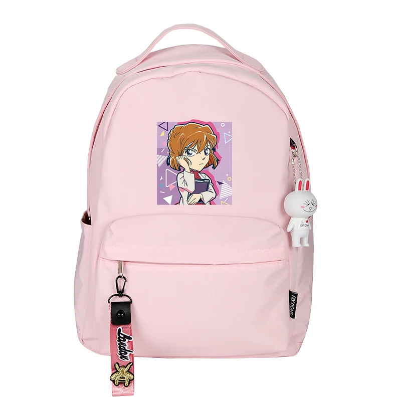 Imagem -06 - Detective Conan Case Fechado Pequenos Bolsas de Escola Doces Cor Bookbag Mulheres Kawaii Mochila Bonito Rugzak Bagpack de Viagem