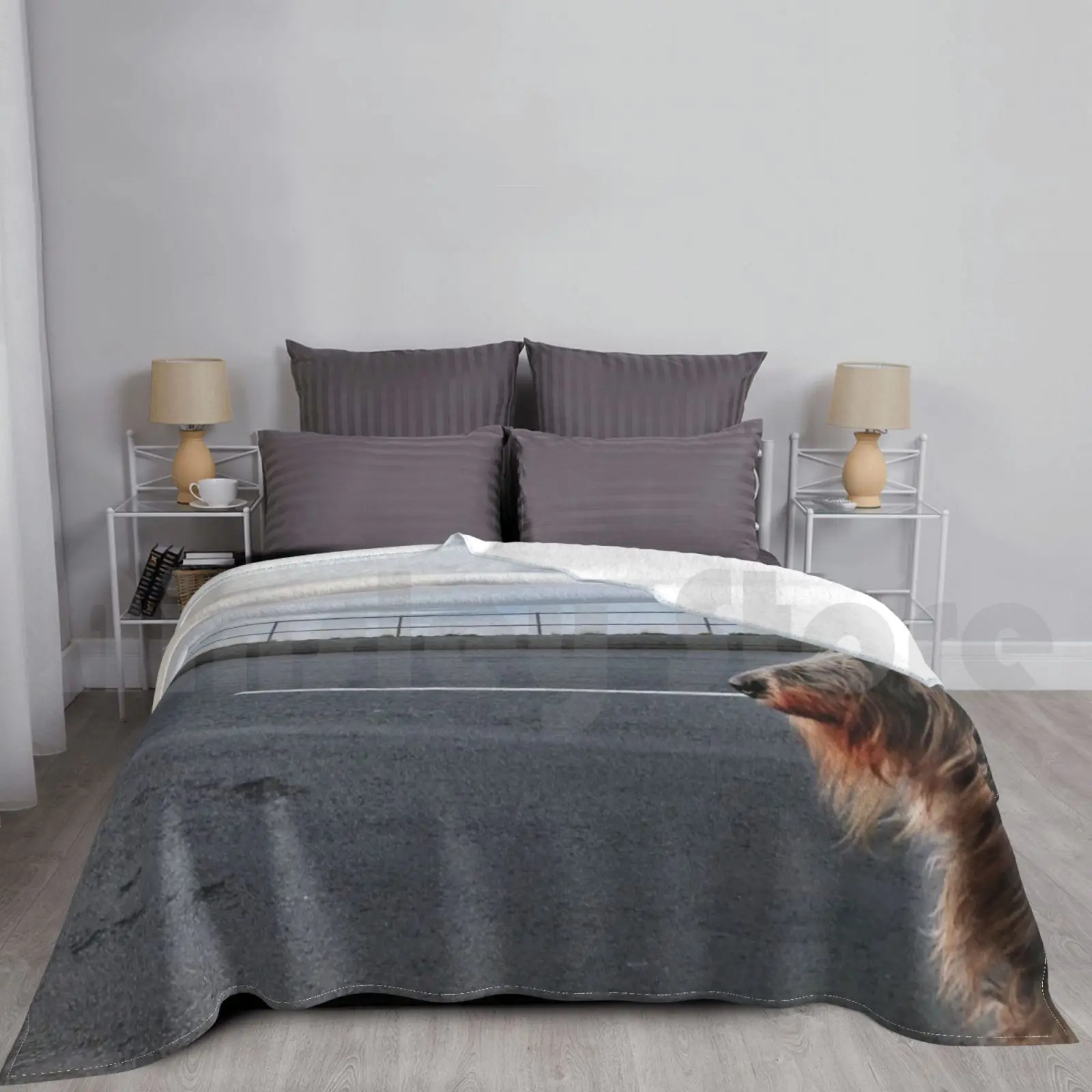 Looking At The Ferry Blanket Fashion Custom Hound Hound Picture Deerhound Wolfhound Shaggy Dog Deerhound Deerhound