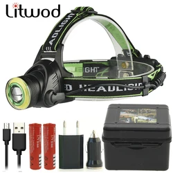 Z20 7403 Led Headlamp headlight XM-L U2 COB Micro USB rechargeable Head flashlight Torch Lamp Portable light for Camping