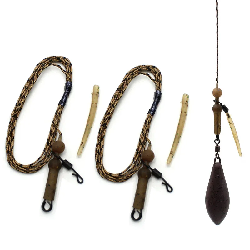 2 Sets Ready Tied Carp Rigs Leaders Connect Hair Rigs Ready Made Boilie Tied Carp Fishing Hook Size Fishing Tackle Accessories