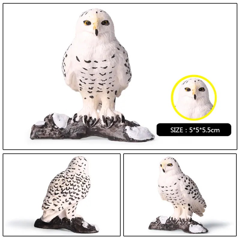 Oenux Lifelike Snowy Owl Bird Figurines Model PVC Bird Animals Action Figures Collection Toys For Kids Birthday Gift