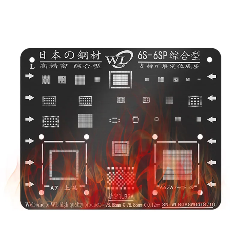 استنسل من WL Nano باللون الأسود للاستنسل للهاتف XSMAX XS XR X 8 8P 7P 7 6P 6 5 5s قالب لحام من القصدير الشبكي للزراعة