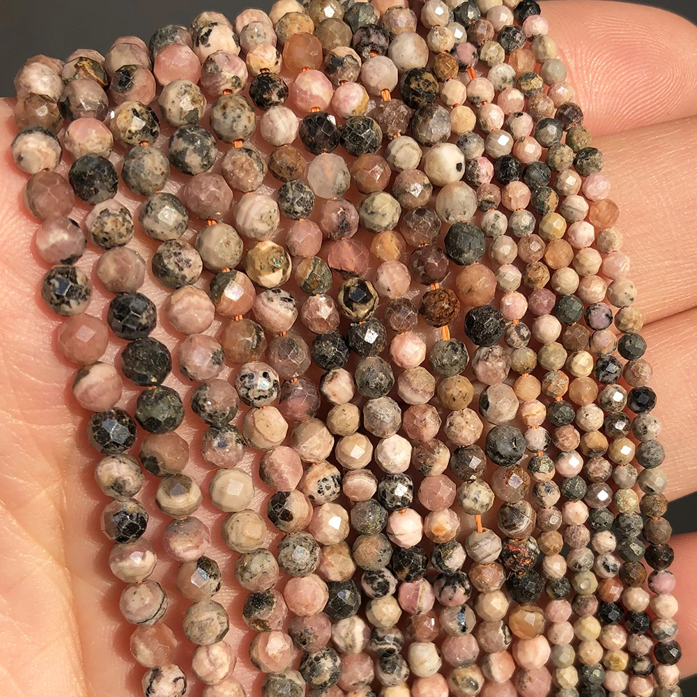Natürliche facettierte bunte Turmalin-Steinperlen, runde lose Distanzperlen für Schmuckherstellung, DIY-Armband-Zubehör, 15 Zoll, 2, 3, 4 mm