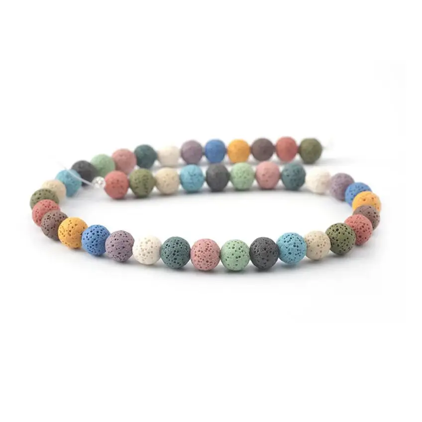 6/8mm Volcanic Lava Natural Stone Bead Colorful Rock Lava Beads loose Space Bead For Jewelry Making DIY Bracelet Necklace