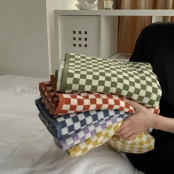 70x140CM Plaid Print Bath Towel Plush Cotton Washcloths Washed Combed Cotton Soft Absorbent Luxury Bathroom Towels Drop Shipping