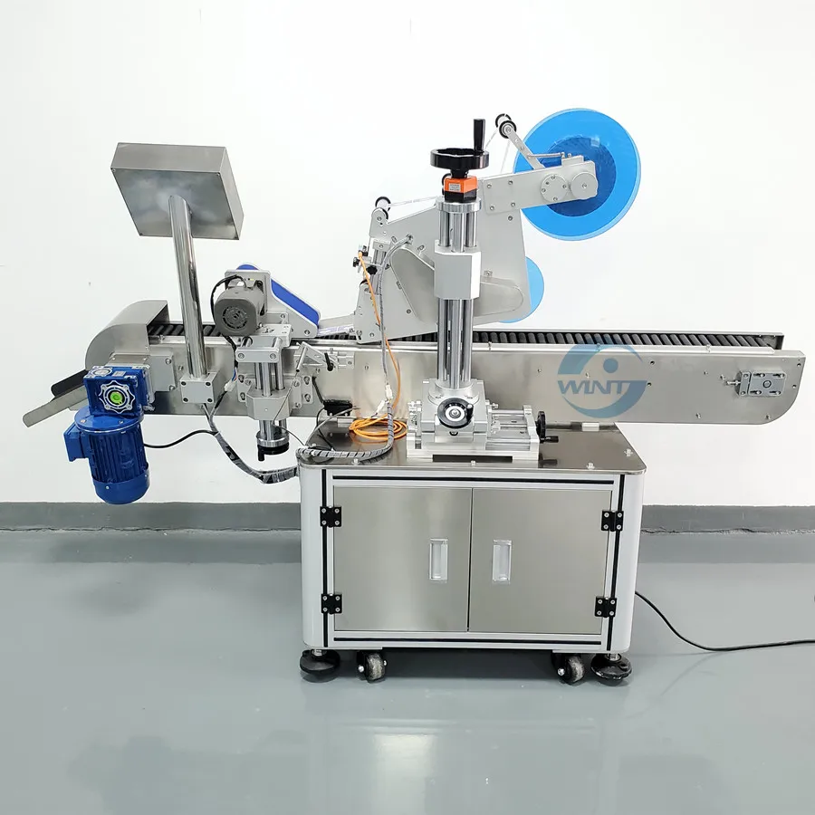 Mesin Pelabel Botol Bundar Horisontal Otomatis Mesin Pelabel Botol Bundar untuk Botol Kaca Plastik PET Baterai Oral