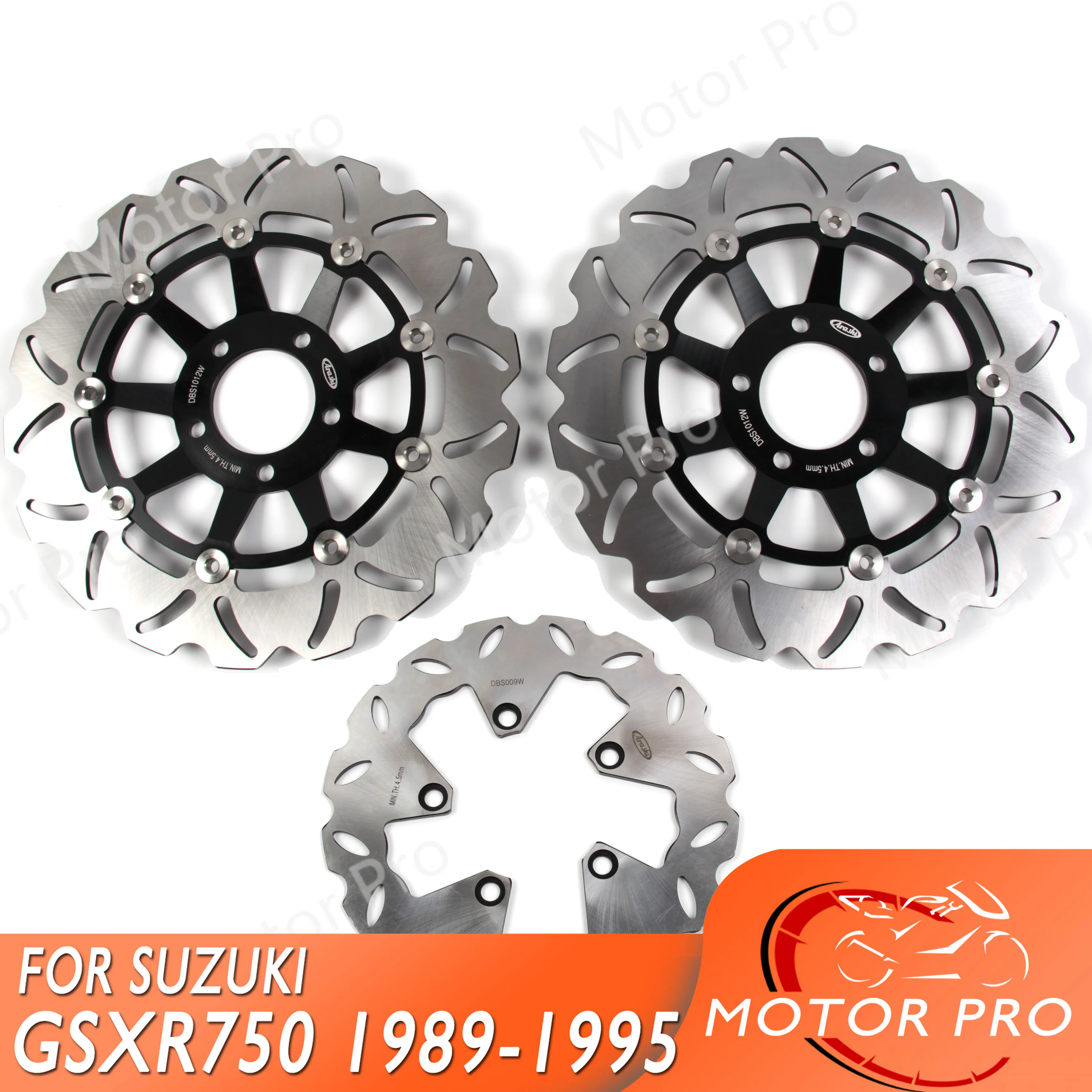 For SUZUKI GSXR 750 1989 - 1995 Front Rear Brake Disc Disk Rotor Kit GSX R GSX-R GSXR750 1990 1991 1992 1993 1994 1100 BLACK