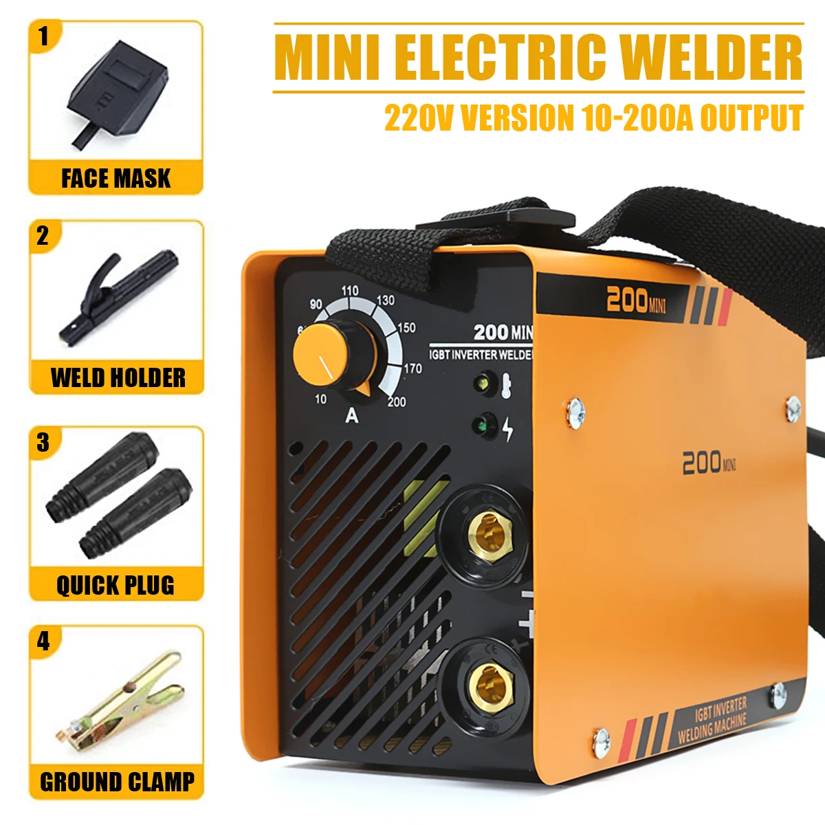 1Set ZX7-200MINI 5.5KW Handheld Mini MMA Electric 220V 10-200A Inverter ARC Welding Machine Tool