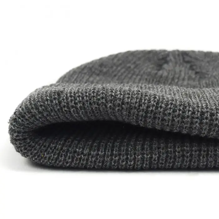 Unisex Winter Warm Men\'s knitted Skullcap Casual Cuff Brimless Hip Hop Hat Short Melon Ribbed Ski Fisherman Docker Beanie Hats