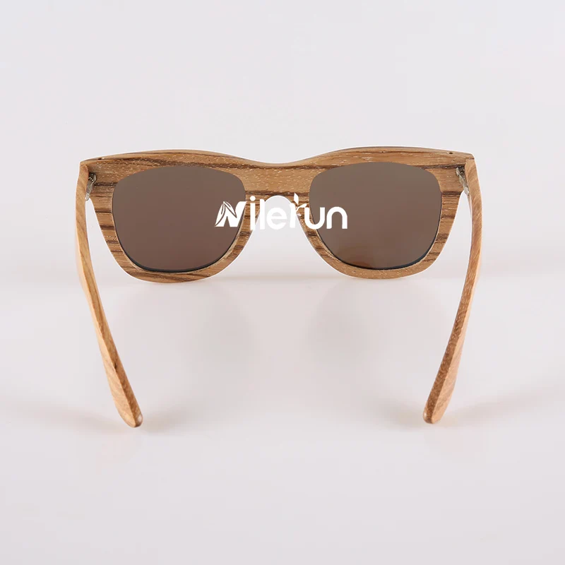 Nilerun Brand Classic Unique Handmade Natural Zebra Wood Wooden Sunglasses with Mirror Blue Polarized Lenses for Men and Women