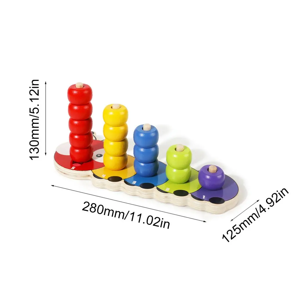 Caterpillar Superimposed Beaded Children's Educational Assembling Toy Wooden Caterpillar Superimposed Beaded Building Blocks