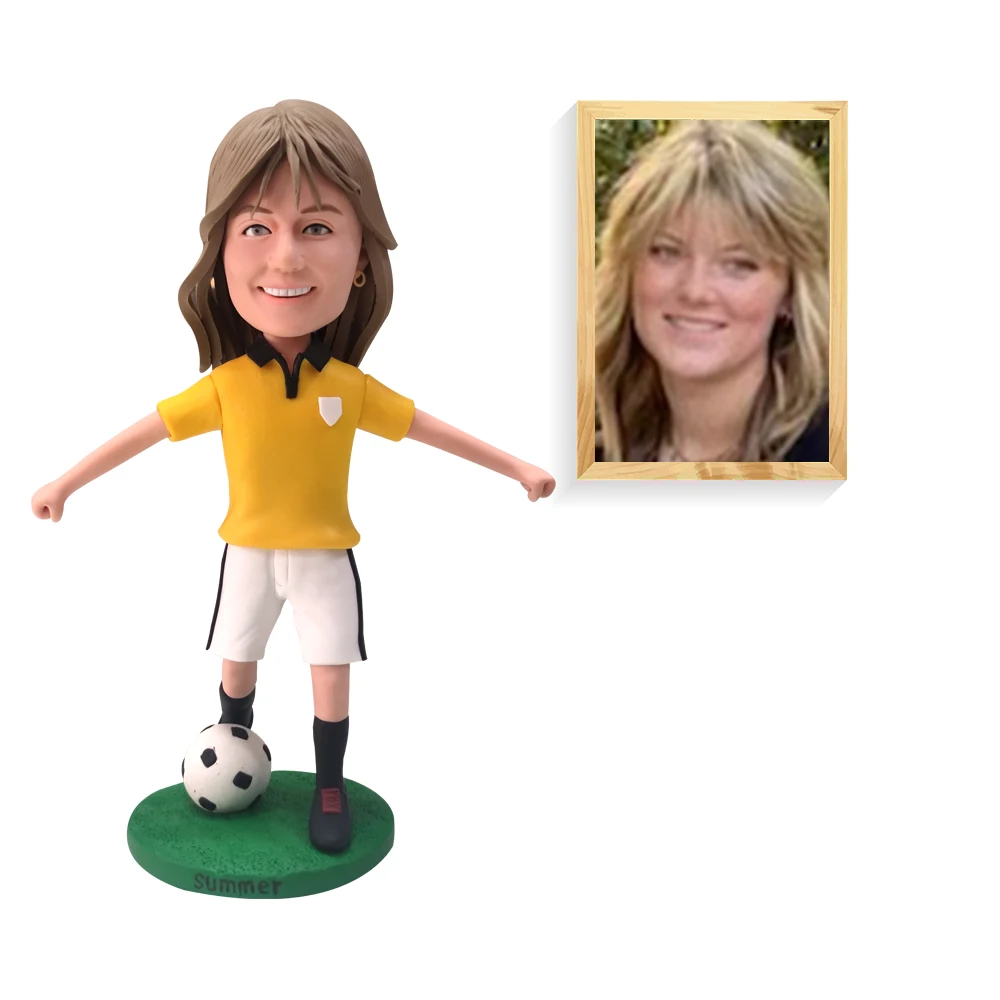 Bobbleheads Sports Play Football Mini Statue Handmade Personalise Doll Face Sculpture Size Custom Made For Family Friends Gift