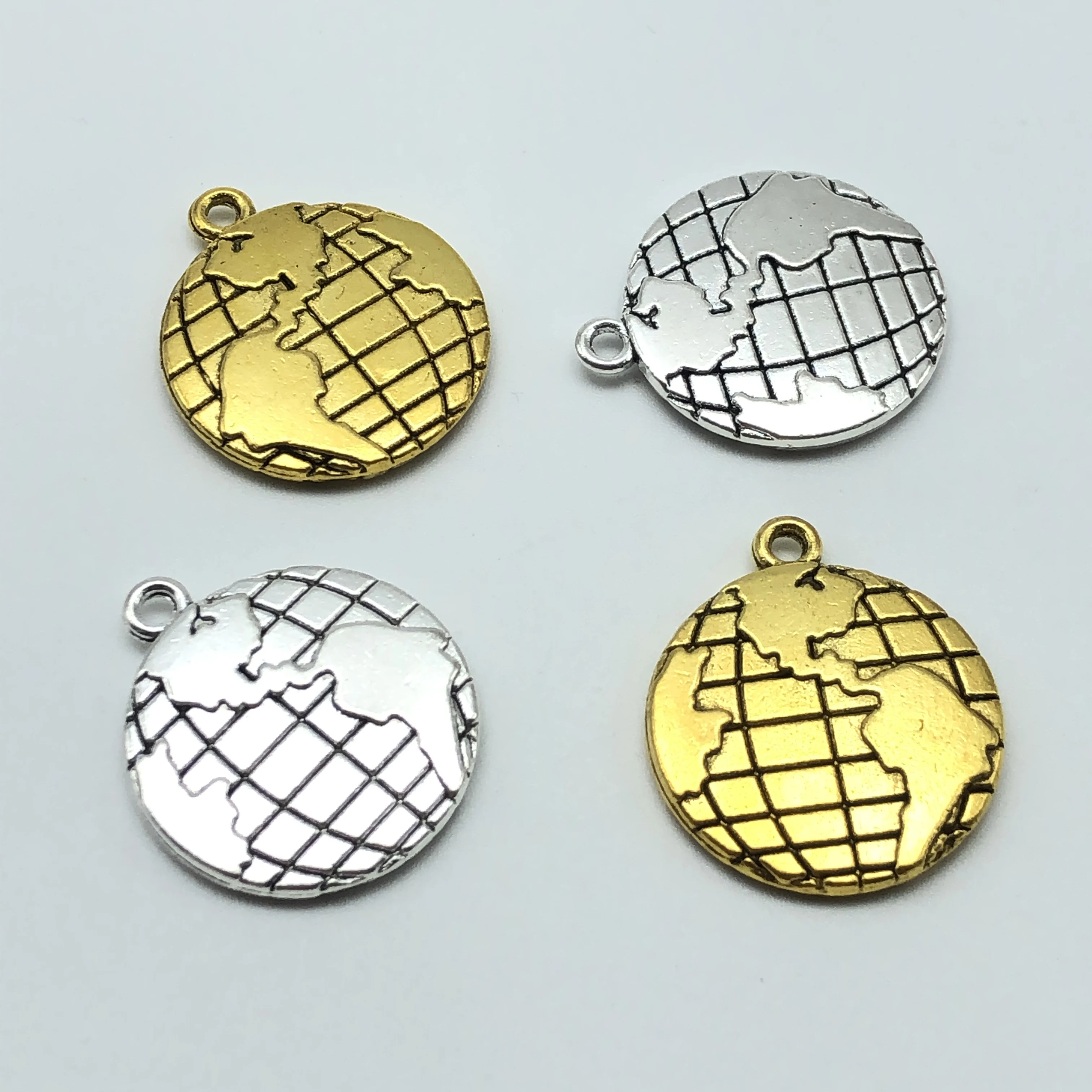 JunKang 5pcs South American Atlantic map disc pendant jewelry making DIY handmade bracelet necklace accessories