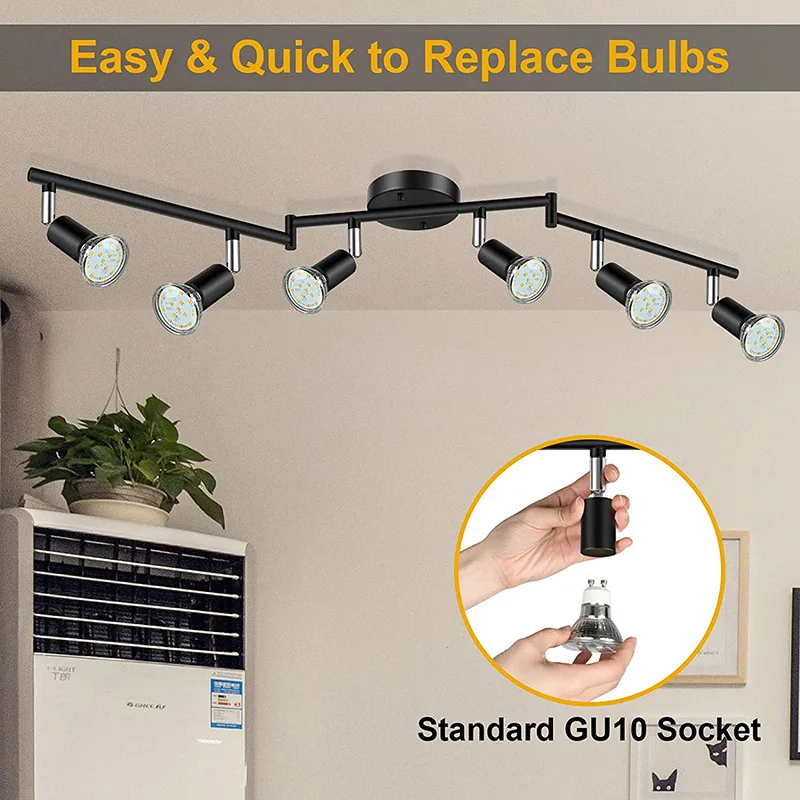 4/6 Head LED Ceiling Light Rotatable 360 Degrees Rotatable Angle Adjustable GU10 Spotlight Living Room Spot Lighting Chandeliers