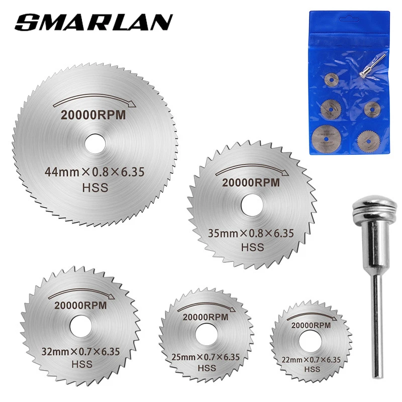 6pcs Mini Circular Saw Blade Set High Speed Steel Cutting Disc 1/8\