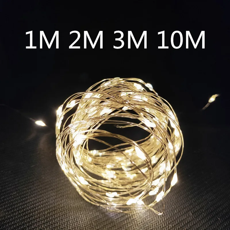 4PCS 2m 3m 10m Copper Wire Battery Box Garland LED Wedding Decoration Home Decor Fairy Lights for Party Decoration String Light