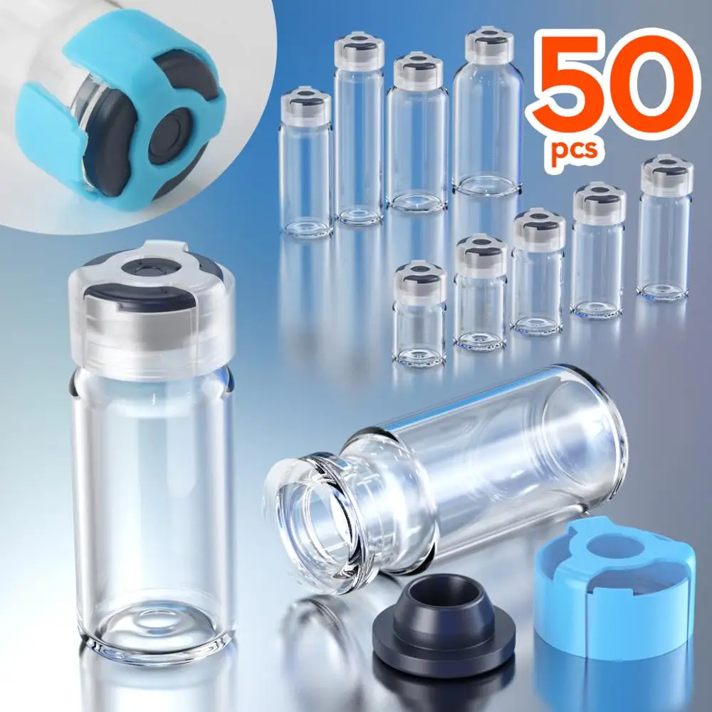 Butelka na penicylinę, szklana butelka z gumowym korkiem i zabezpieczeniem przed kradzieżą, słoiki 3ml, 5ml, 7ml, 10ml, 15ml, 20ml, 25ml, 30ml
