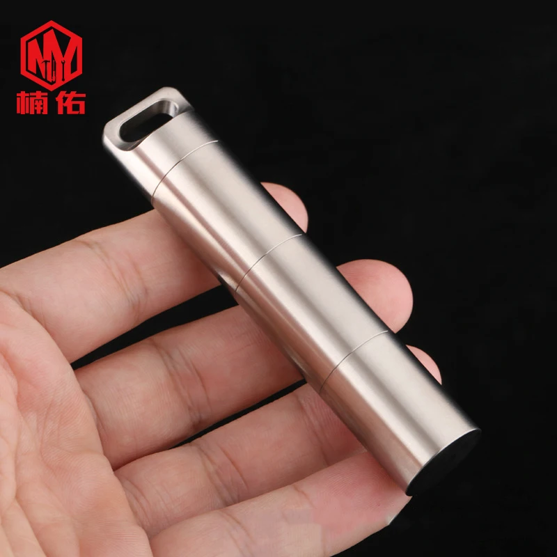 1PC Titanium Alloy EDC Tool Portable Waterproof Medicine Bottle First Aid Multifunction Pill Box Small Arrangement Container