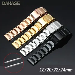 Watch Band 18mm 20mm 22mm 24mm Strap Double Insurance Replacement Metal Watch Strap Solid Stainless Steel Watchband Wristband