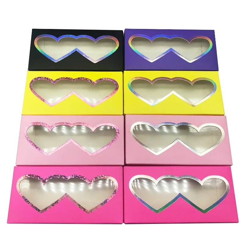 

Heart Shape 50/100pcs Carton Paper Packing Box for 25mm Long EyeLash Wholesale Bulk Cheap Pretty Lashes Storage Packaging