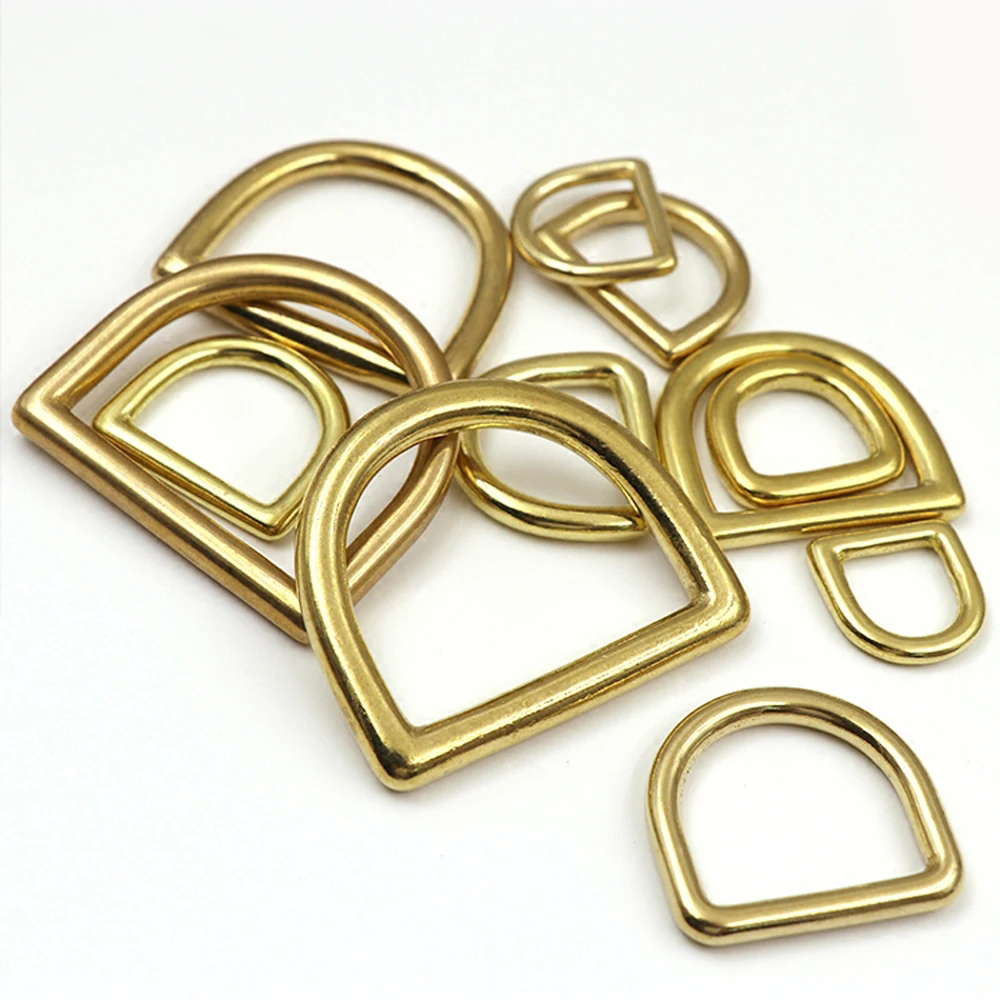 2pcs Heavy Duty Solid Brass Closed D Rings Buckles 13 16 20 25  32 38mm for Webbing Leather Crafts Bags Strap Belt Pet Collar