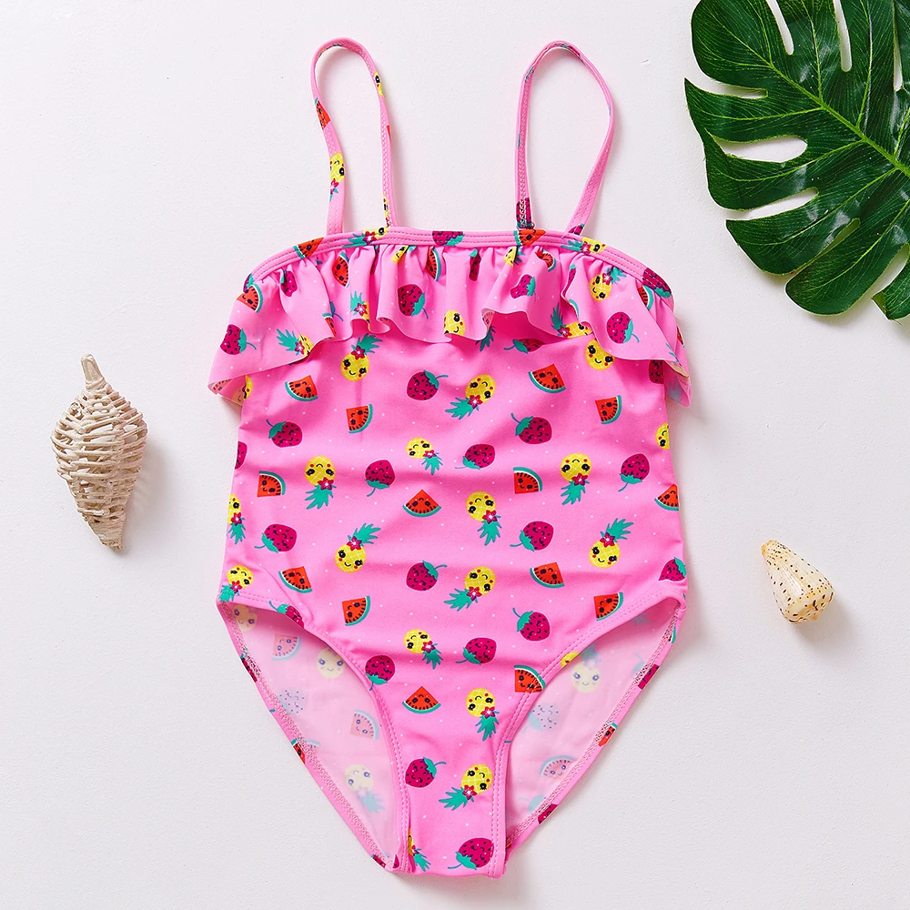 FINAL SALE!!!Baby Girls Swimsuit 1~7Year Kids Swimwear Fruit printed Children Swimwear Kids Beachwear Swimming suit