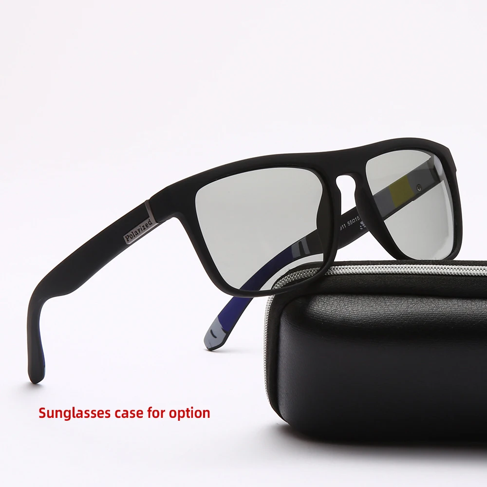 VIVIBEE Driving Chameleon Sunglasses Photochromic Men Change Color Polarized Square Matte Frame Male Outdoor Sports Eyewear