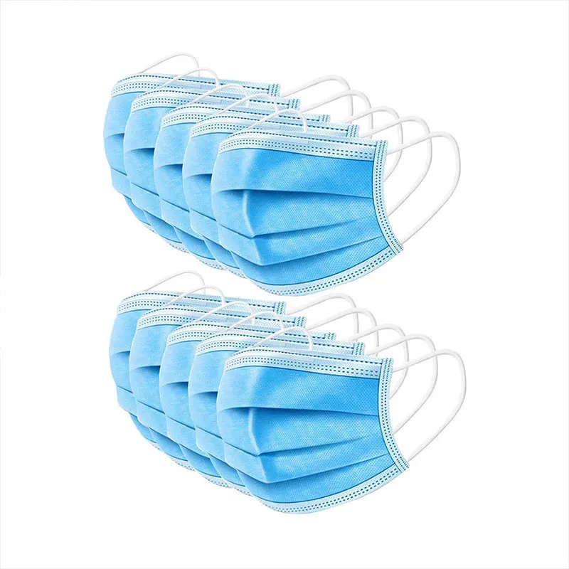 50PCs 3 Layers Filter Face Mask Disposable Non Woven Anti Dust Spray Protection Breathing Mouth Masks