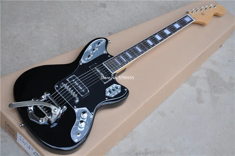 New Jaguar electric guitar black body, jazz large rocker string board, fingerboard inlaid large block, free shipping