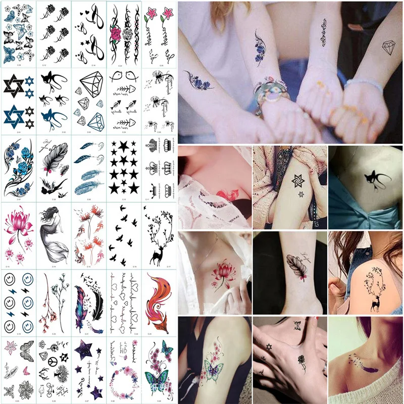 

30 PCS/lot 3d tatoo sticker Waterproof Sexy flowers letters mark symbol cartoon Halloween Hallowmas Party temporary stickers